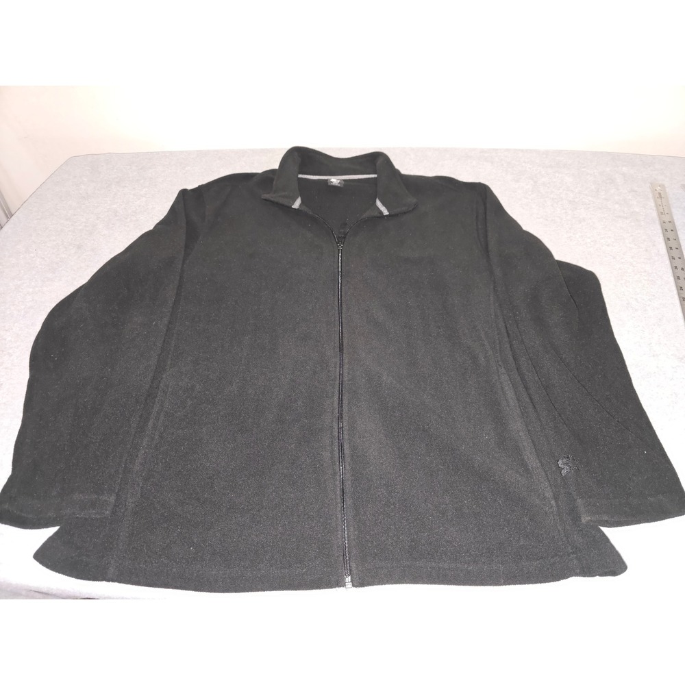 Vintage Starter Mens Full Zip Fleece Jacket Black Mock Neck RN52469 Size 2XL